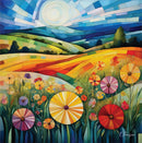 Quilted Meadow I Greeting Card