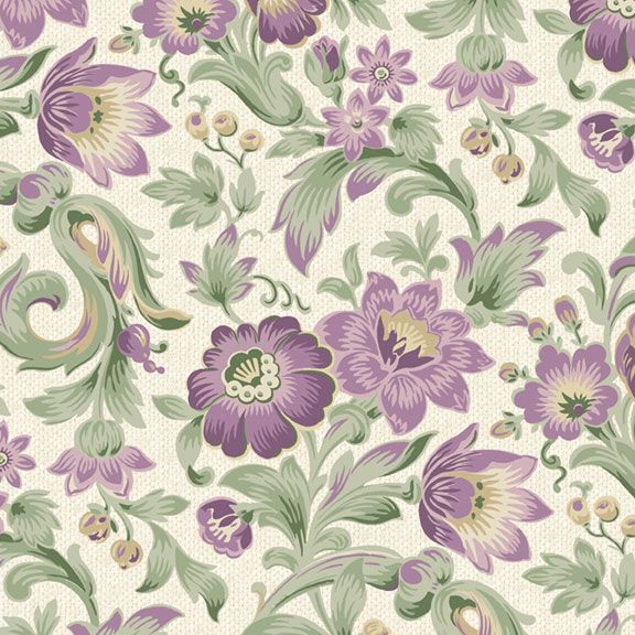 Marcus Fabrics Vivienne Cream Leaf And Bloom Fabric