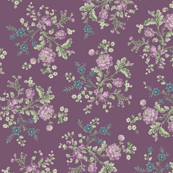 Marcus Fabrics Vivienne Purple Petite Bouquet Fabric