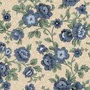 Marcus Fabrics Grace Elizabeth Large Floral Blue Fabric