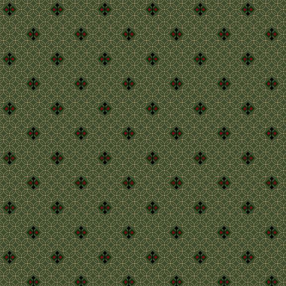 Marcus Fabrics Sturbridge Floral Petites Mosaic Tile Green Fabric