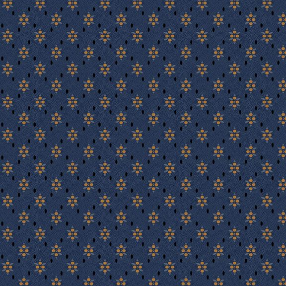 Marcus Fabrics Sturbridge Floral Petites Widget Blue Fabric