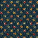 Marcus Fabrics Canton Quilting Circle Graphic Flowers Navy Fabric