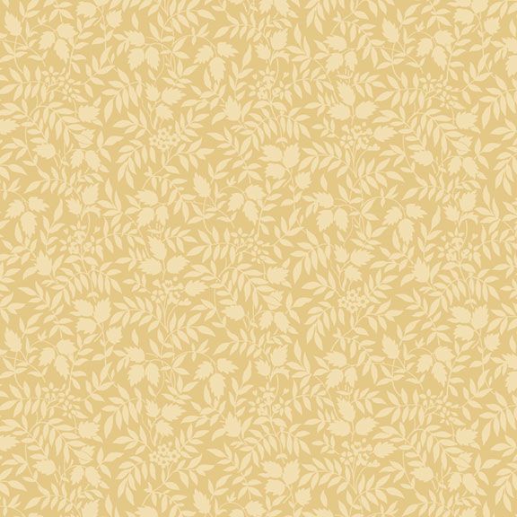 Marcus Fabrics Botanical Journal Gold Floral Silhouettes Fabric