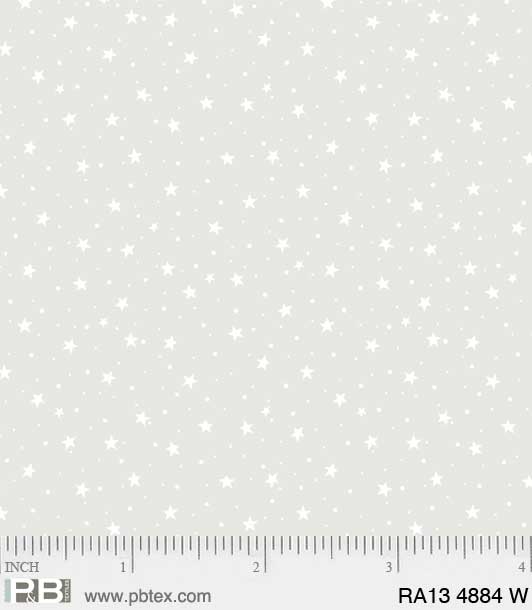 P And B Textiles Ramblings 13 Star Dots White Fabric