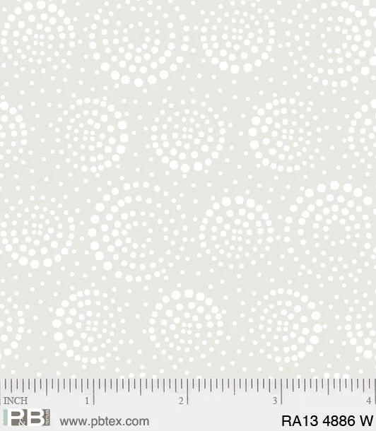 P And B Textiles Ramblings 13 Circle Dots White Fabric