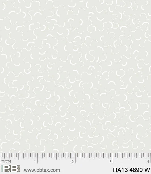 P And B Textiles Ramblings 13 Wavy Lines White Fabric