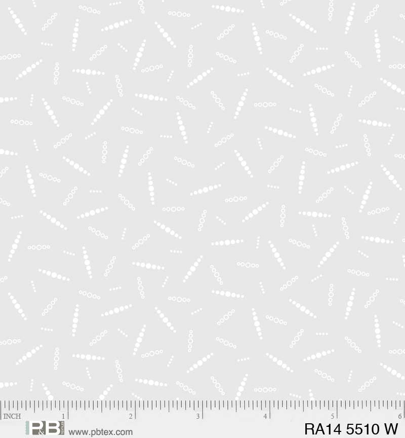 P And B Textiles Ramblings 14 Tossed Dotty Lines White Fabric