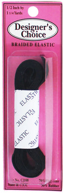 Braided Elastic 1/2 Inch By 1 1/4 Yards Black