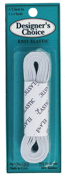 Knit Elastic 1/2 Inch By 1 1/2 Yards White