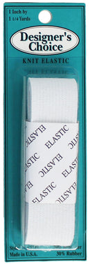 Knit Elastic 1 Inch By 1 1/4 Yards White