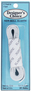 Woven Non Roll Elastic 1/2 Inch By 1 Yard White