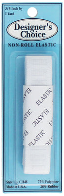 Woven Non Roll Elastic 3/4 Inch By 1 Yard White