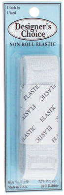 Woven Non Roll Elastic 1 Inch By 1 Yard White