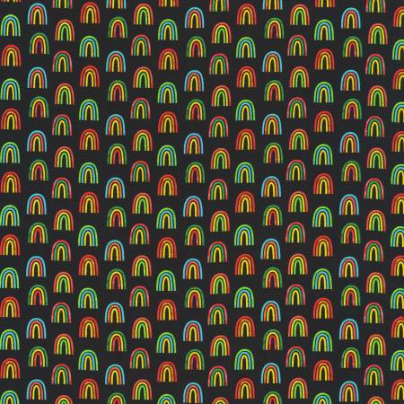 Robert Kaufman Chili Smiles Rainbow Black Fabric ONLINE ONLY