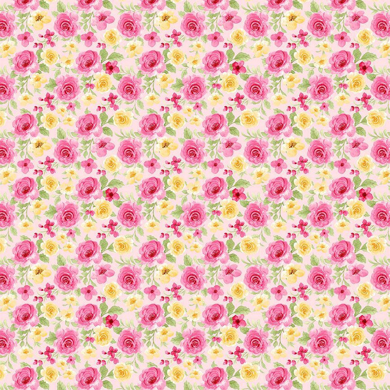 Timeless Treasures Cottage Packed Antique Rose Pink Fabric