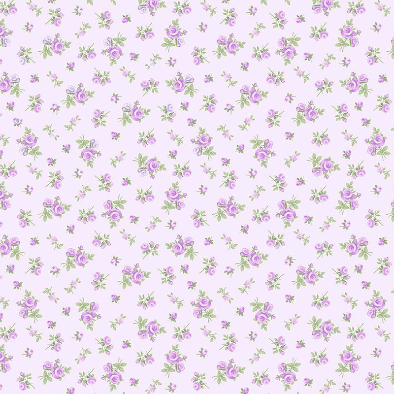 Timeless Treasures Cottage Tossed Tiny Rose Lilac Fabric