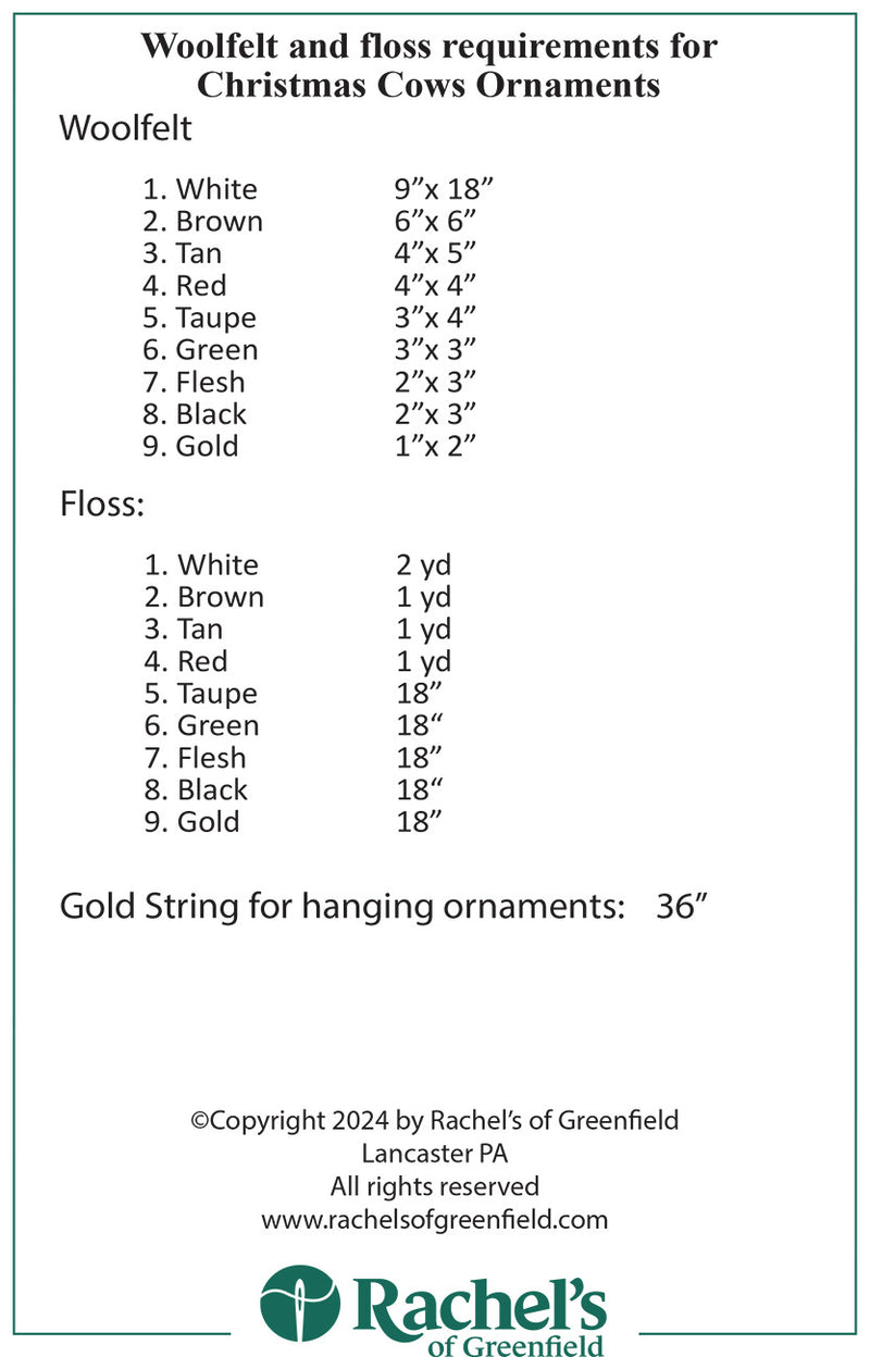 Rachels Of Greenfield Christmas Cows Ornaments Pattern