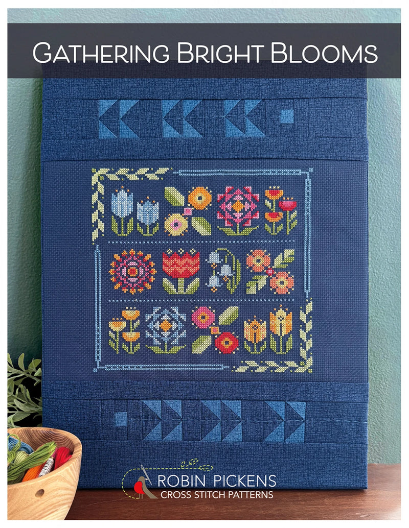 Gathering Bright Blooms Cross Stitch Pattern