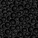 P & B Textiles Salt And Pepper Dotty Spirals Black Fabric