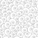 P & B Textiles Salt And Pepper Dotty Spirals White Fabric