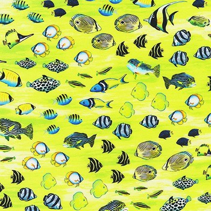 Robert Kaufman Coral Canyon Tropical Fish Seaglass Fabric ONLINE ONLY