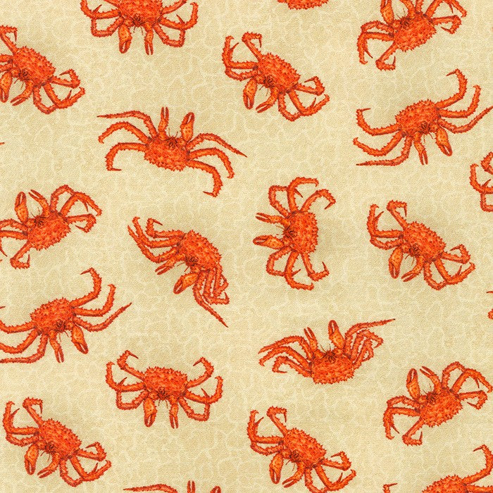 Robert Kaufman Catch Of The Day Crab Toss Sand Tan Fabric ONLINE ONLY