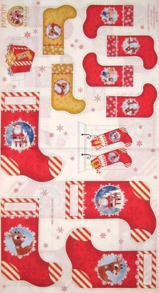 Quilting Treasures Rudolph Reindeer Stocking Panel ONLINE ONLY
