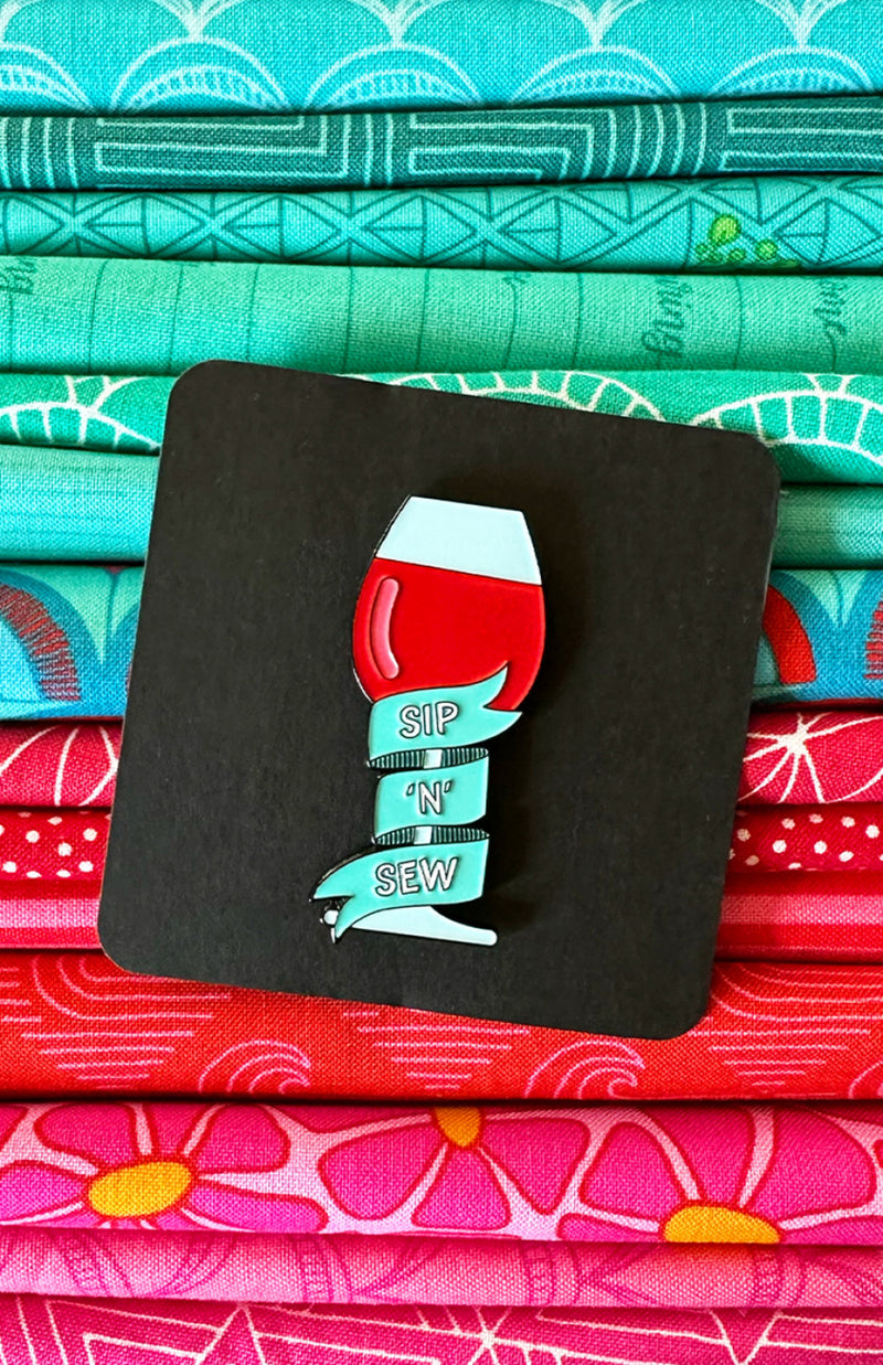 Sip N Sew Wine Enamel Pin