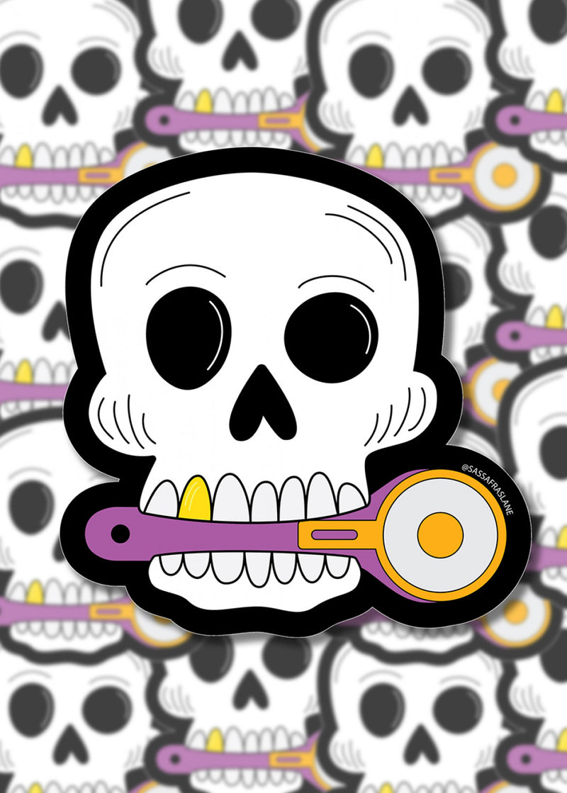 Skull With Rotary Cutter Sticker