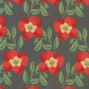 Robert Kaufman Cotton Flax Flowers Charcoal Fabric