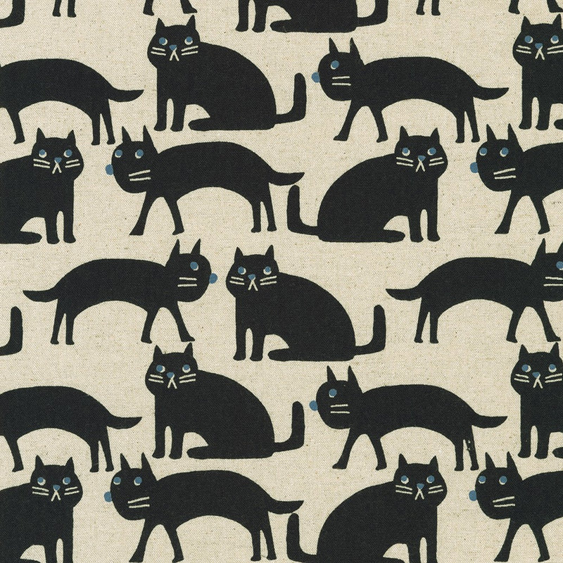 Robert Kaufman Cotton Flax Cats Natural Fabric