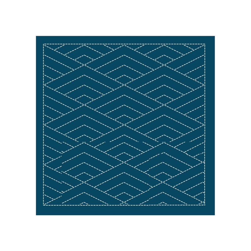 Sashiko Sampler Hishi-Seikaiha Navy