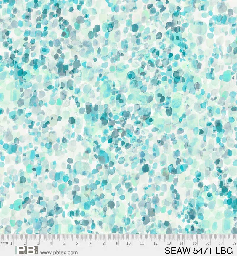 P & B Textiles Layered Sea Glass Light Blue Green Wide Back Fabric