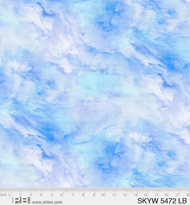 P & B Textiles Cloudy Sky Light Blue Wide Back Fabric