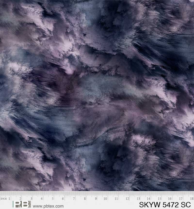 P & B Textiles Cloudy Sky Storm Cloud Wide Back Fabric