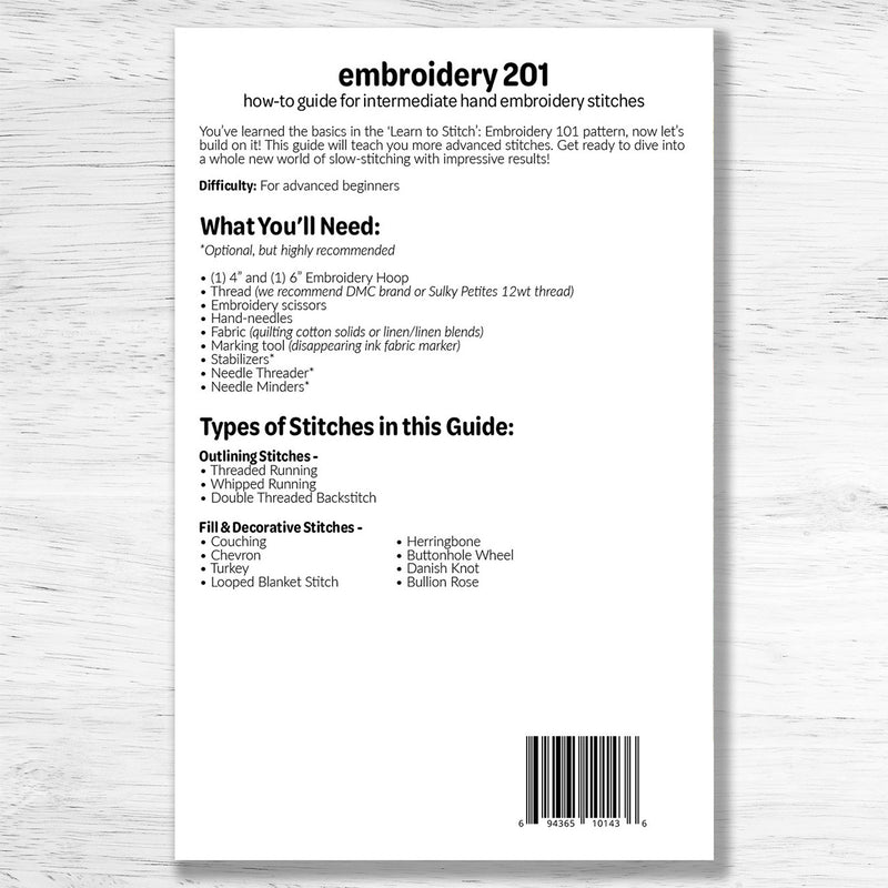 Embroidery 102: Intermediate Stitches Booklet