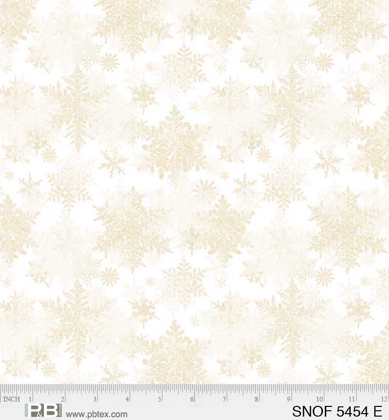 P & B Textiles Snowfall Layered Snowflakes Cream Fabric