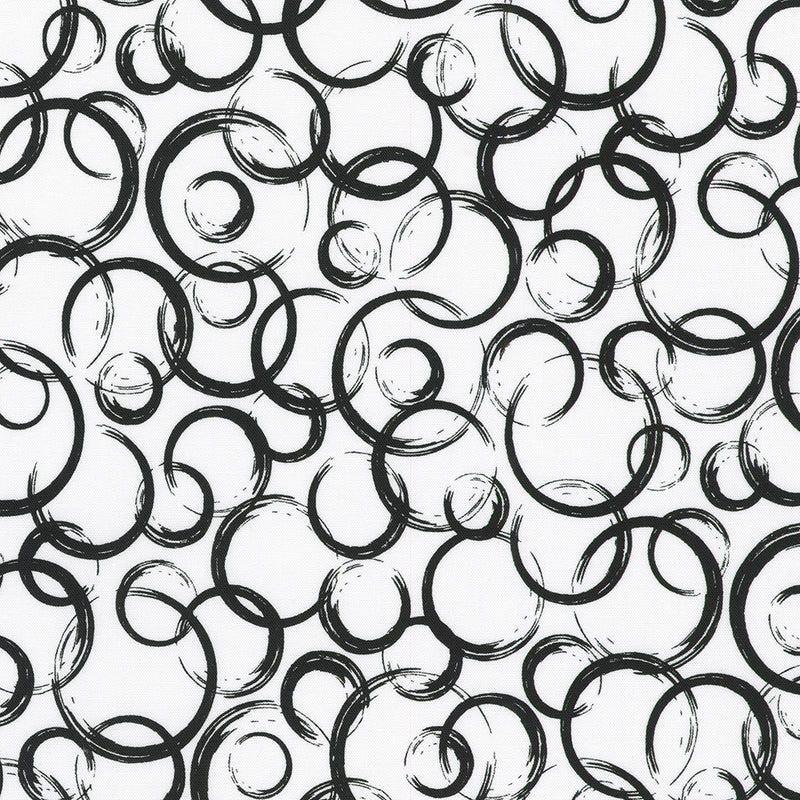 Robert Kaufman Inkwell Circles White Fabric