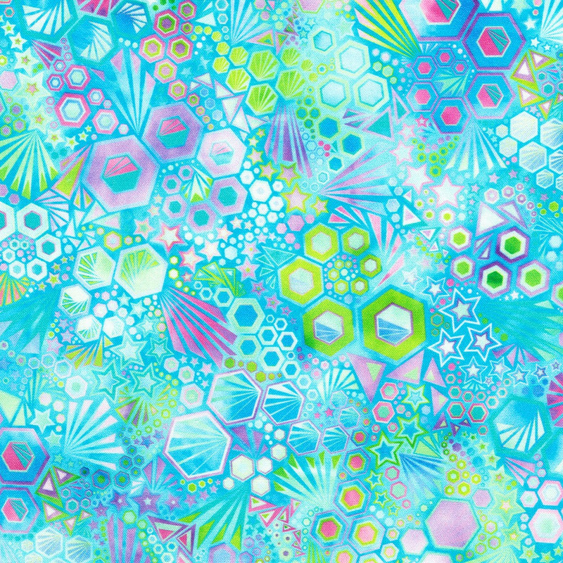 Robert Kaufman Phantasma Geometric Sea Mist Fabric