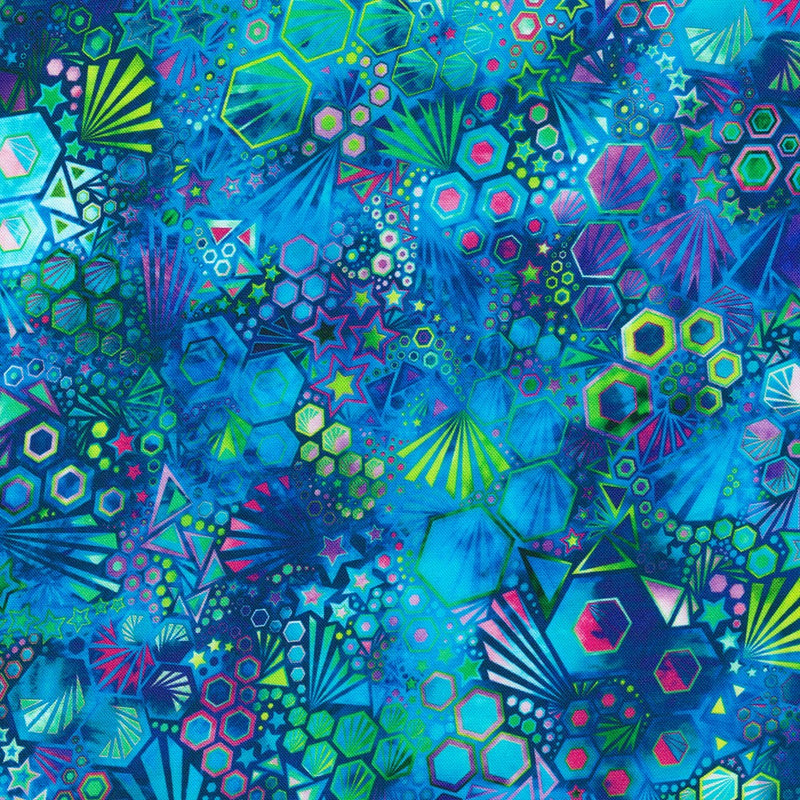 Robert Kaufman Phantasma Geometric Ocean Fabric