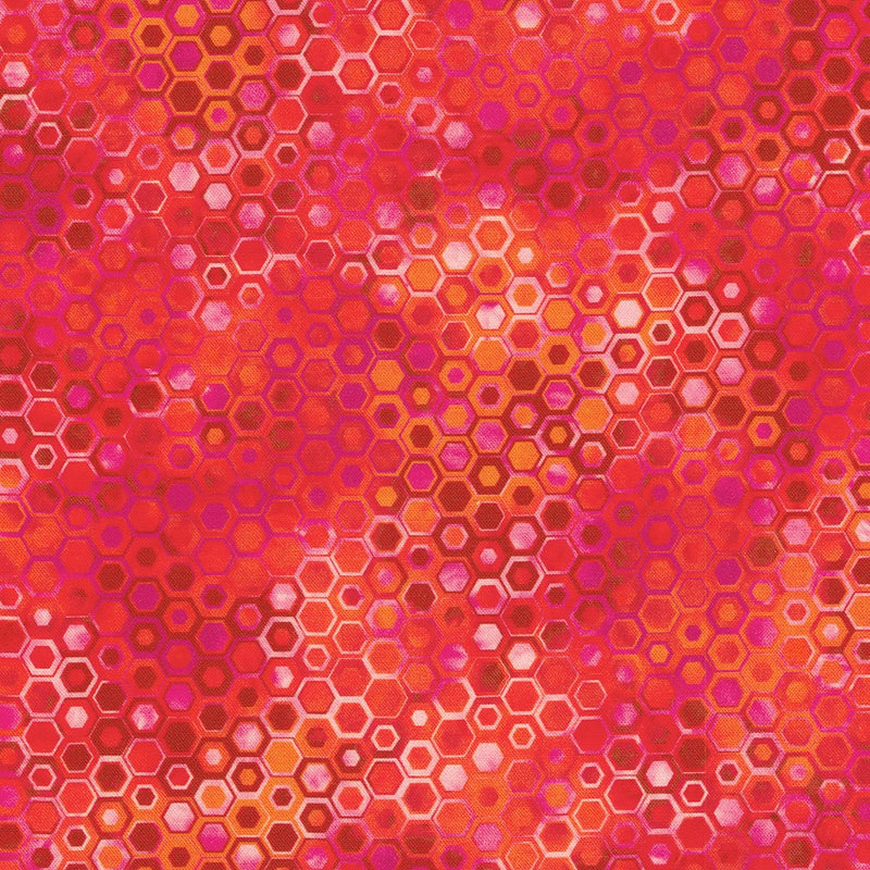 Robert Kaufman Phantasma Hexagons Ruby Fabric