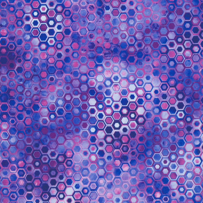 Robert Kaufman Phantasma Hexagons Iris Fabric