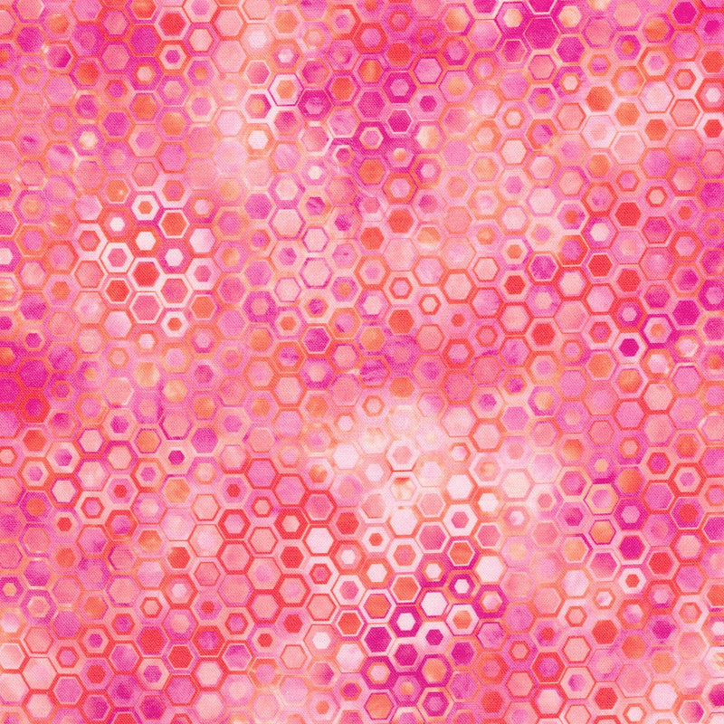 Robert Kaufman Phantasma Hexagons Azalea Fabric