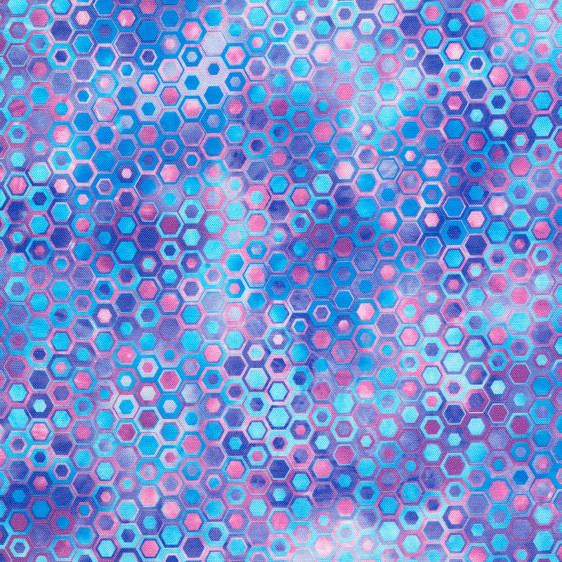 Robert Kaufman Phantasma Hexagons Hydrangea Fabric