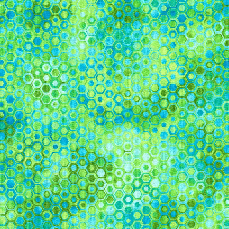 Robert Kaufman Phantasma Hexagons Lime Fabric