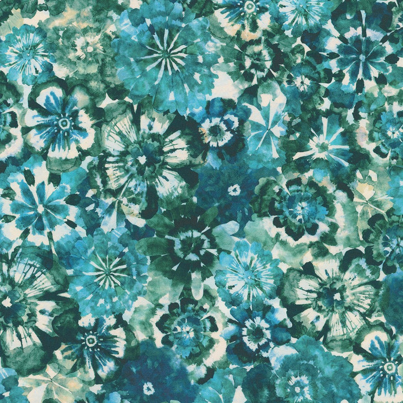 Robert Kaufman Cove Packed Floral Lagoon Fabric