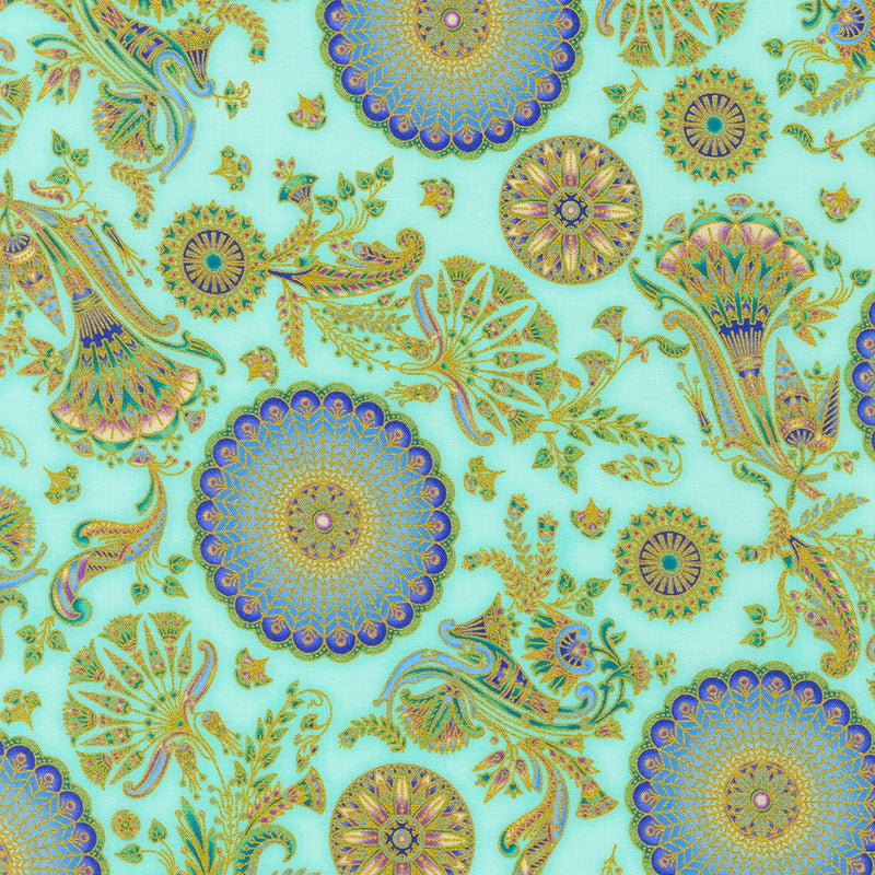 Robert Kaufman Ancient Beauty Aqua Fabric