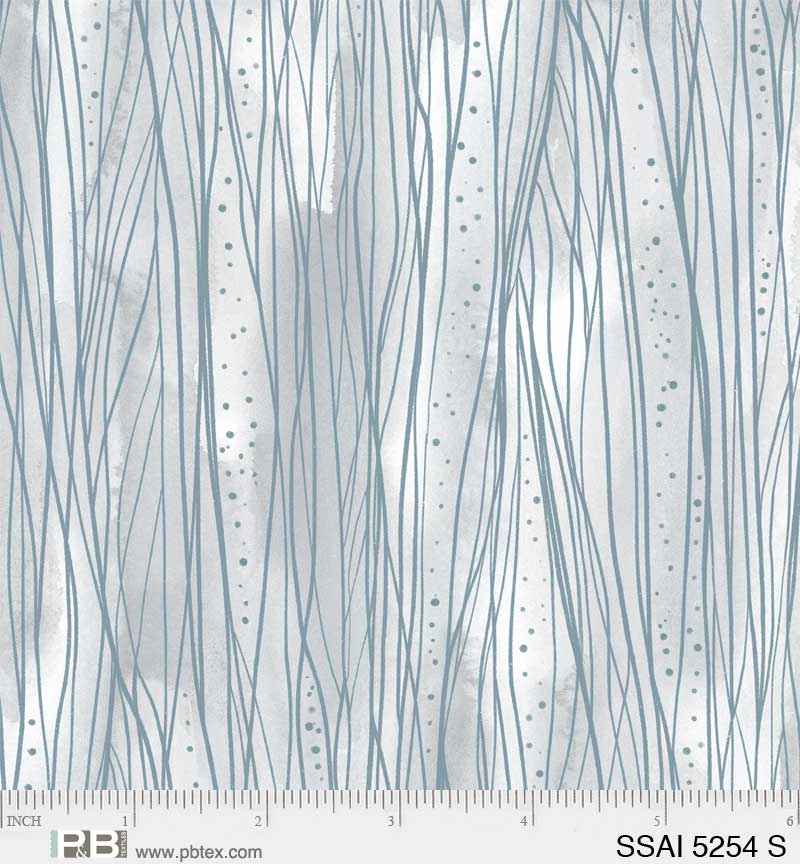 P & B Textiles Set Sail Flowing Water Stripe Silver Fabric