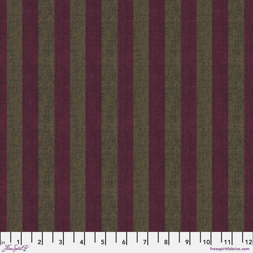 Kaffe Fassett Wide Stripe Woven Shot Cotton Cranberry Fabric
